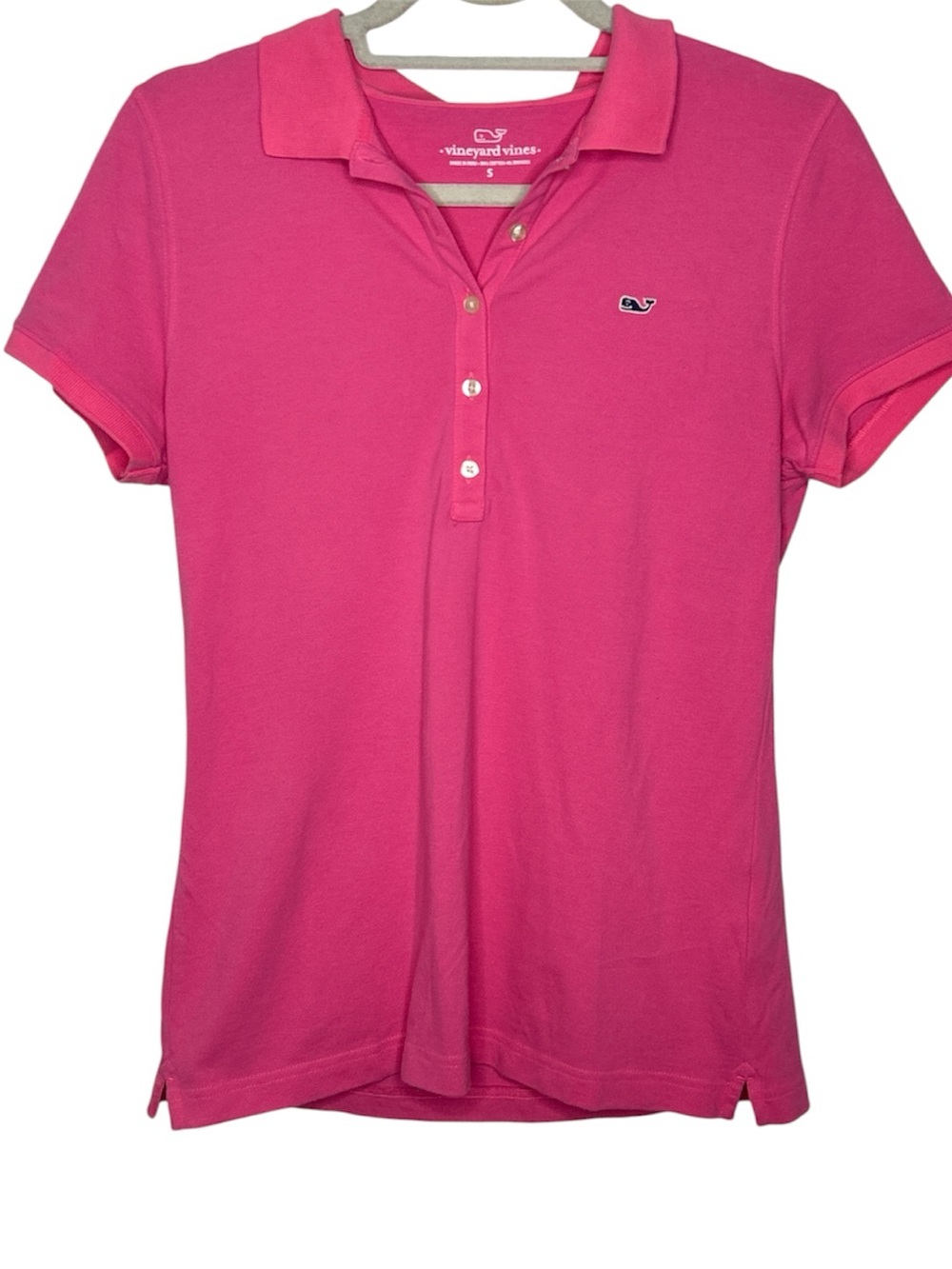 Vineyard Vines Women’s Hot Pink Pique Short-Sleeve Polo Shirt Small